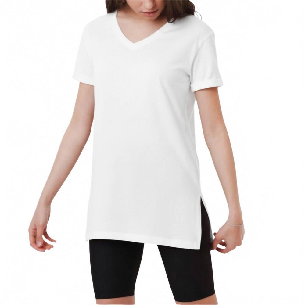 NEW AMBAR v-neck plain short sleeve t-shirt in white